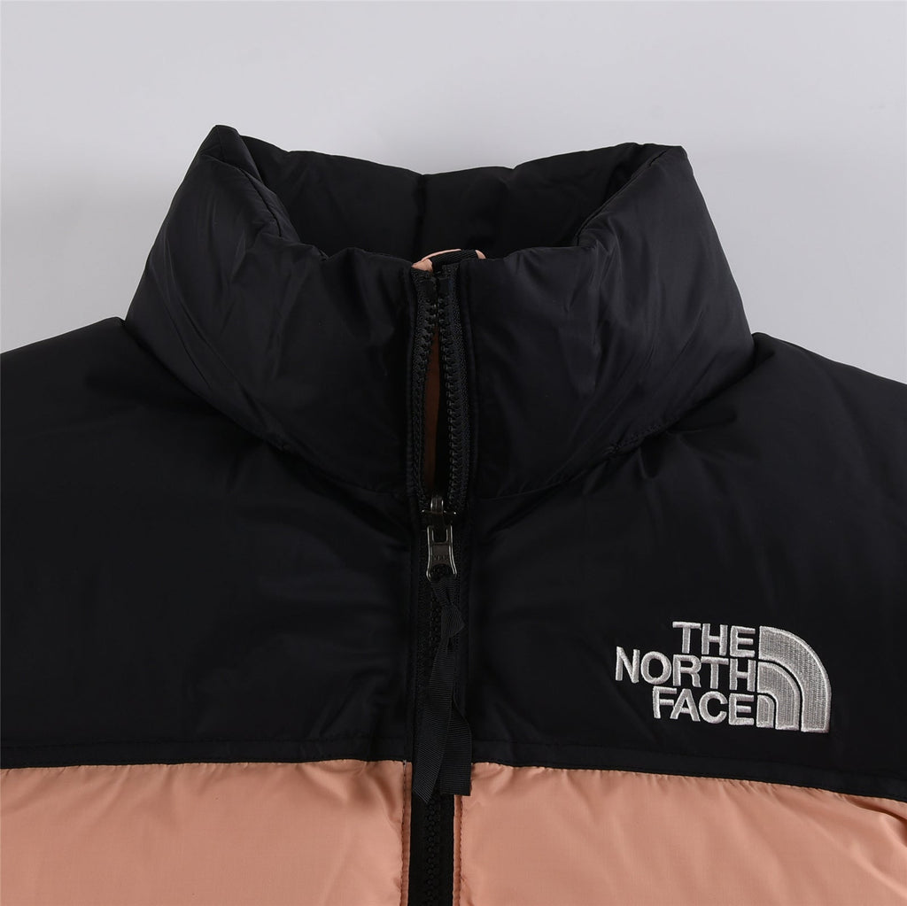 The North Face 700 Fill Puffer Vest "Black & Peach Pink" Color Block Sleeveless Down Gilet