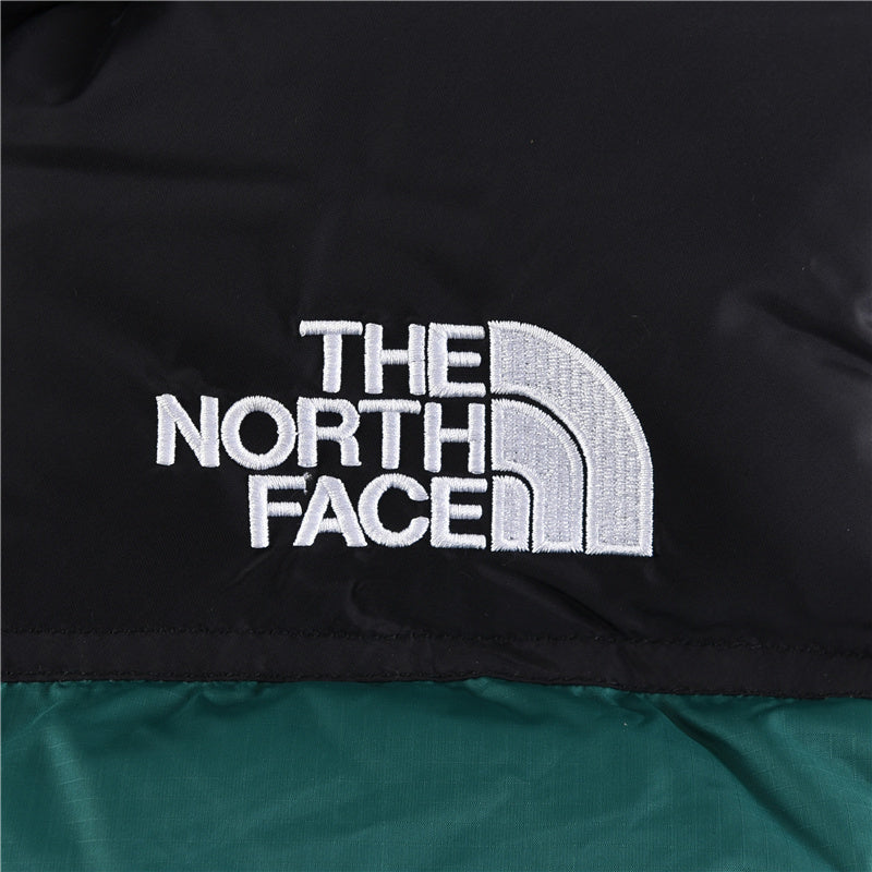 The North Face 700 Fill Puffer Vest "Black & Emerald Green" Color Block Sleeveless Down Gilet