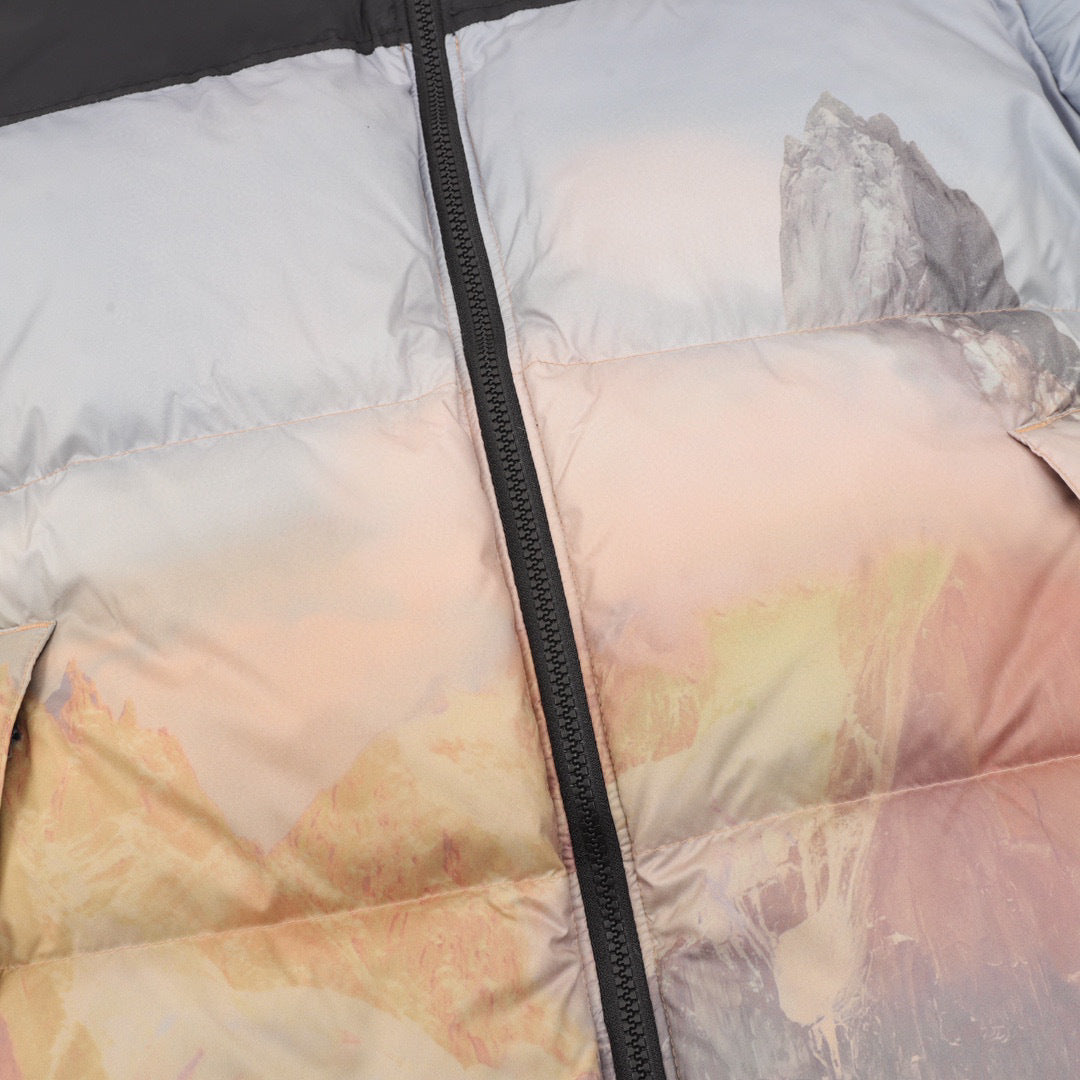 The North Face 1996 Retro Nuptse Puffer Jacket "Mountain Sunset Print" Warm Winter Down Coat
