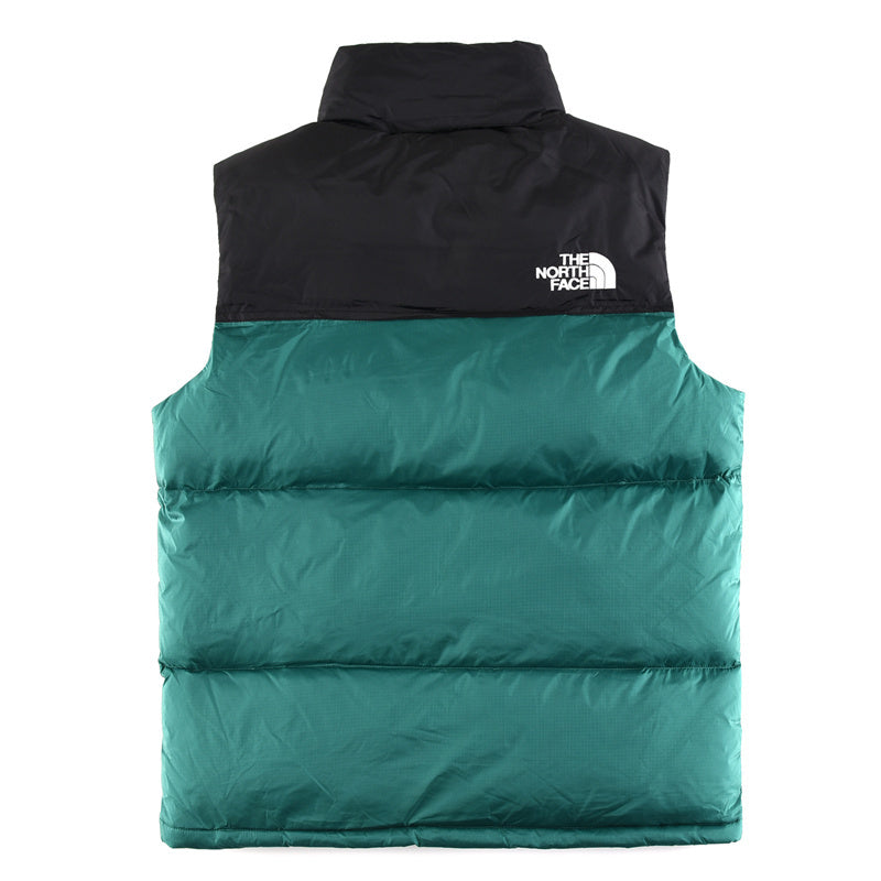 The North Face 700 Fill Puffer Vest "Black & Emerald Green" Color Block Sleeveless Down Gilet