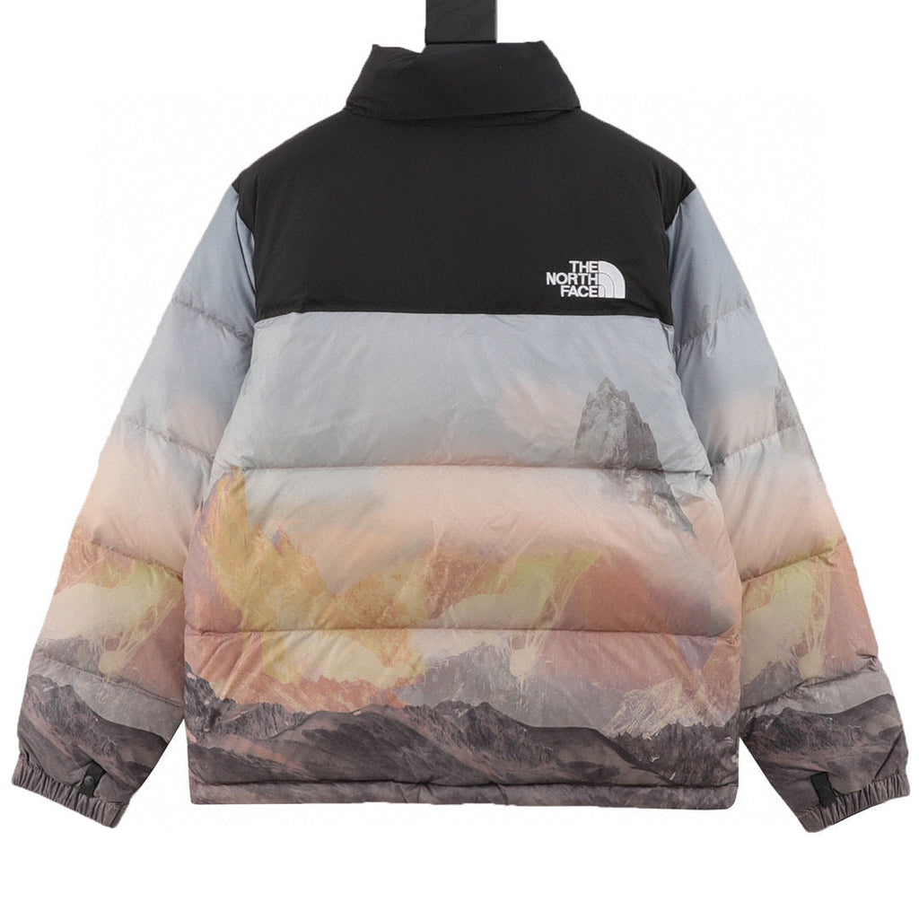 The North Face 1996 Retro Nuptse Puffer Jacket "Mountain Sunset Print" Warm Winter Down Coat