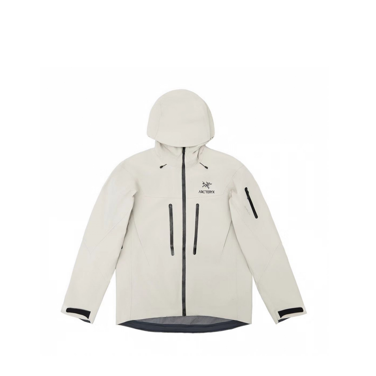 Arc'teryx Alpha SV Series Men's Hooded Waterproof Outdoor Jacket in "White Bone"
