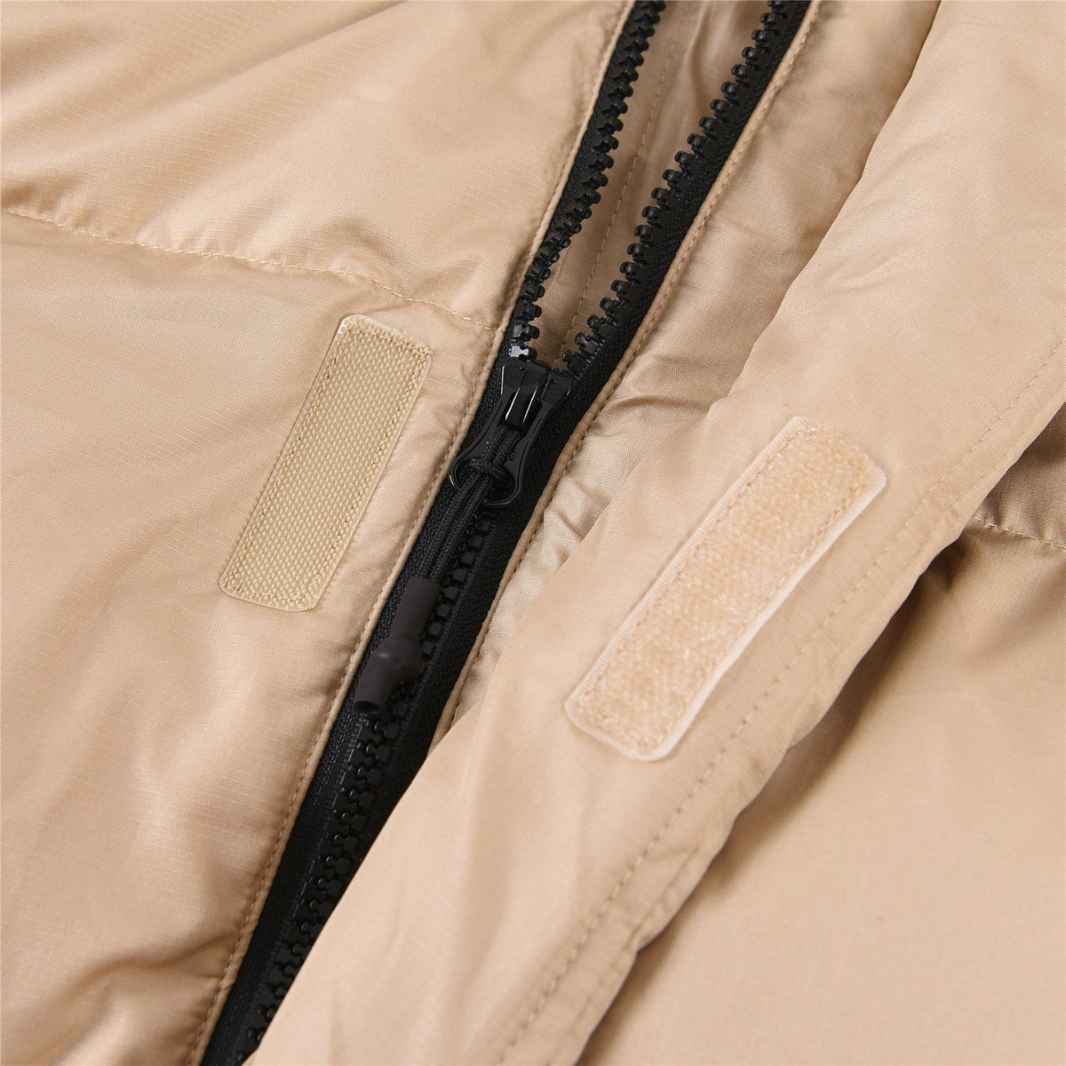 The North Face Long Hooded Puffer Parka Jacket Khaki Brown Color Block Long Down Coat
