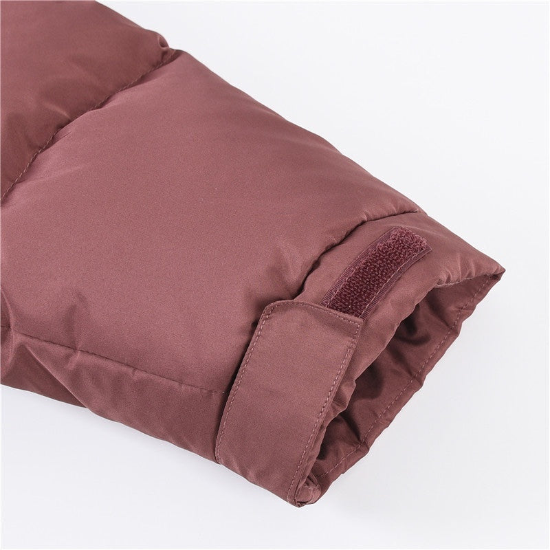 The North Face Long Hooded Puffer Parka Jacket Dusty Rose Purple Color Block Long Down Coat