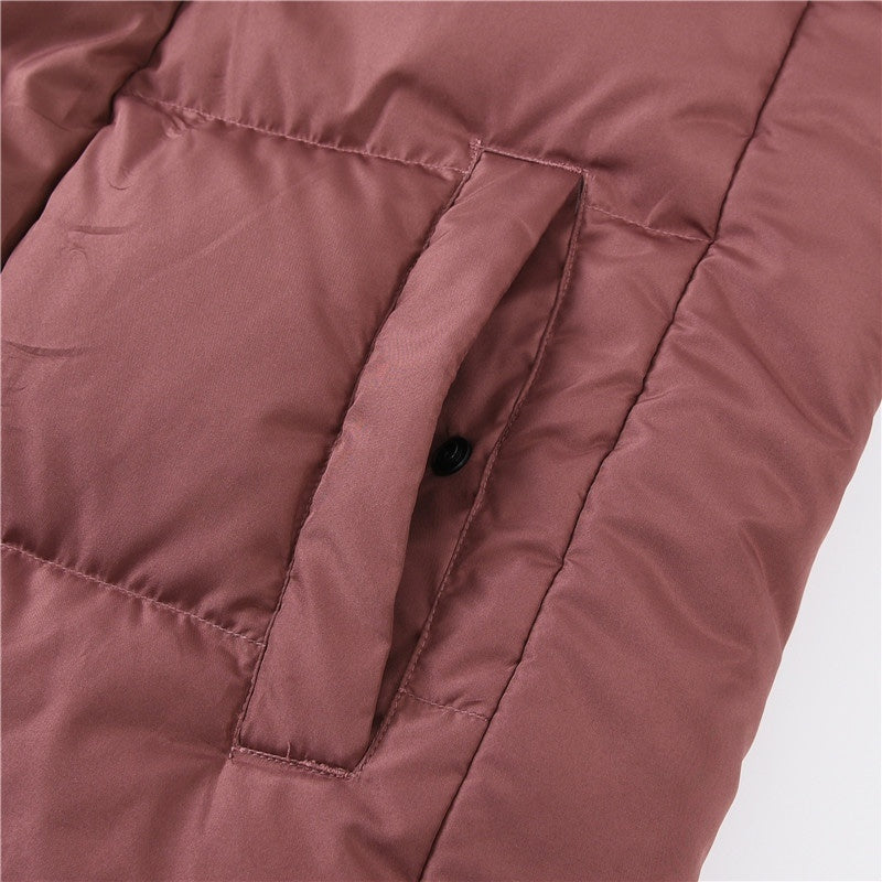 The North Face Long Hooded Puffer Parka Jacket Dusty Rose Purple Color Block Long Down Coat